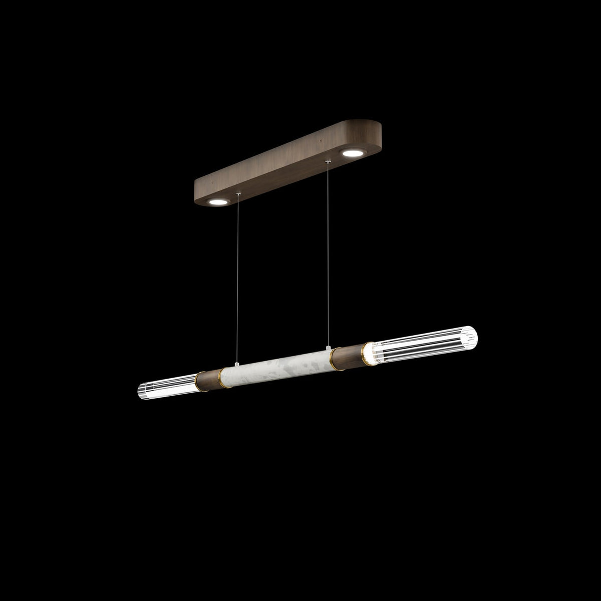 62-Inch Linear Tubular LED Pendant Light / Gold Leaf / Nickel / Smoke