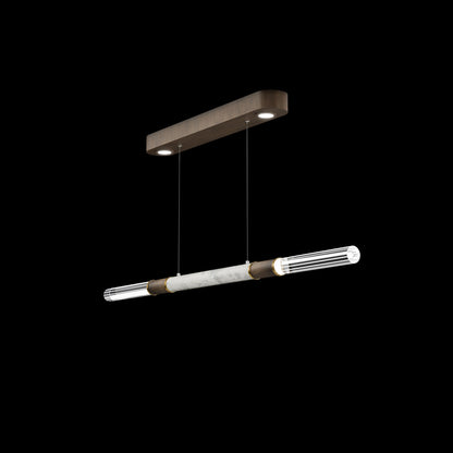 62-Inch Linear Tubular LED Pendant Light / Gold Leaf / Nickel / Smoke