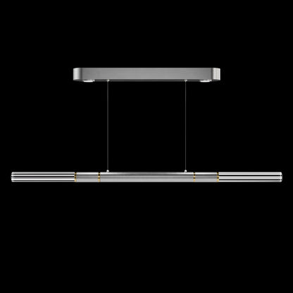 62-Inch Linear Tubular LED Pendant Light / Ombre Silver / Brass / No Skin