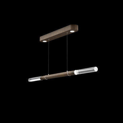 62-Inch Linear Tubular LED Pendant Light / Silver Leaf / Brass / Charcoal