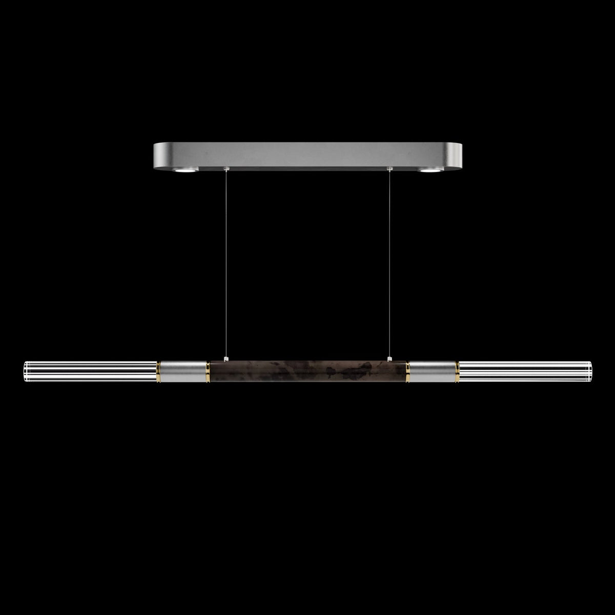 62-Inch Linear Tubular LED Pendant Light / Ombre Silver / Brass / Smoke