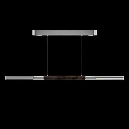 62-Inch Linear Tubular LED Pendant Light / Ombre Silver / Brass / Smoke