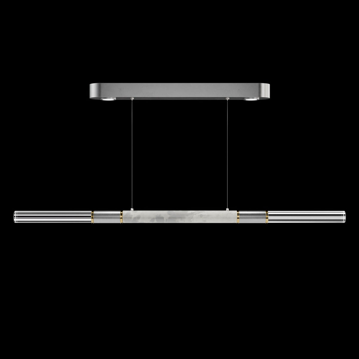 62-Inch Linear Tubular LED Pendant Light / Ombre Silver / Nickel / Charcoal