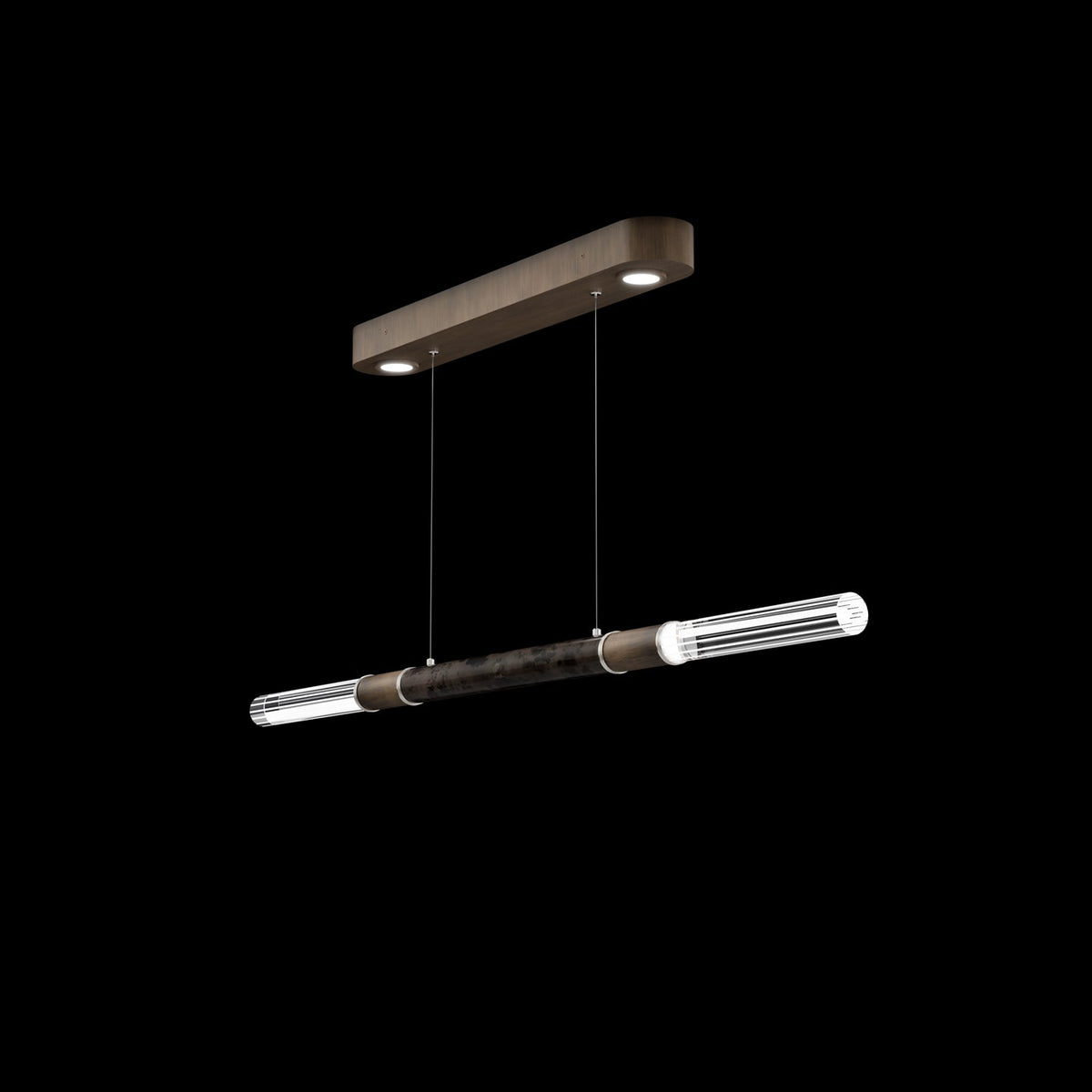 62-Inch Linear Tubular LED Pendant Light / Silver Leaf / Nickel / No Skin