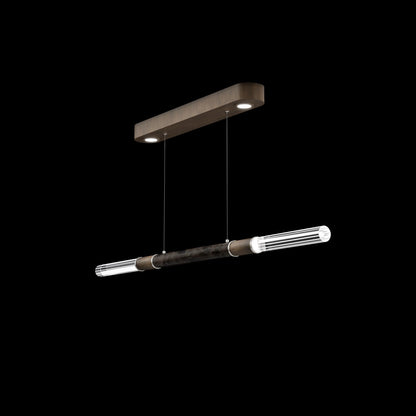 62-Inch Linear Tubular LED Pendant Light / Silver Leaf / Nickel / No Skin