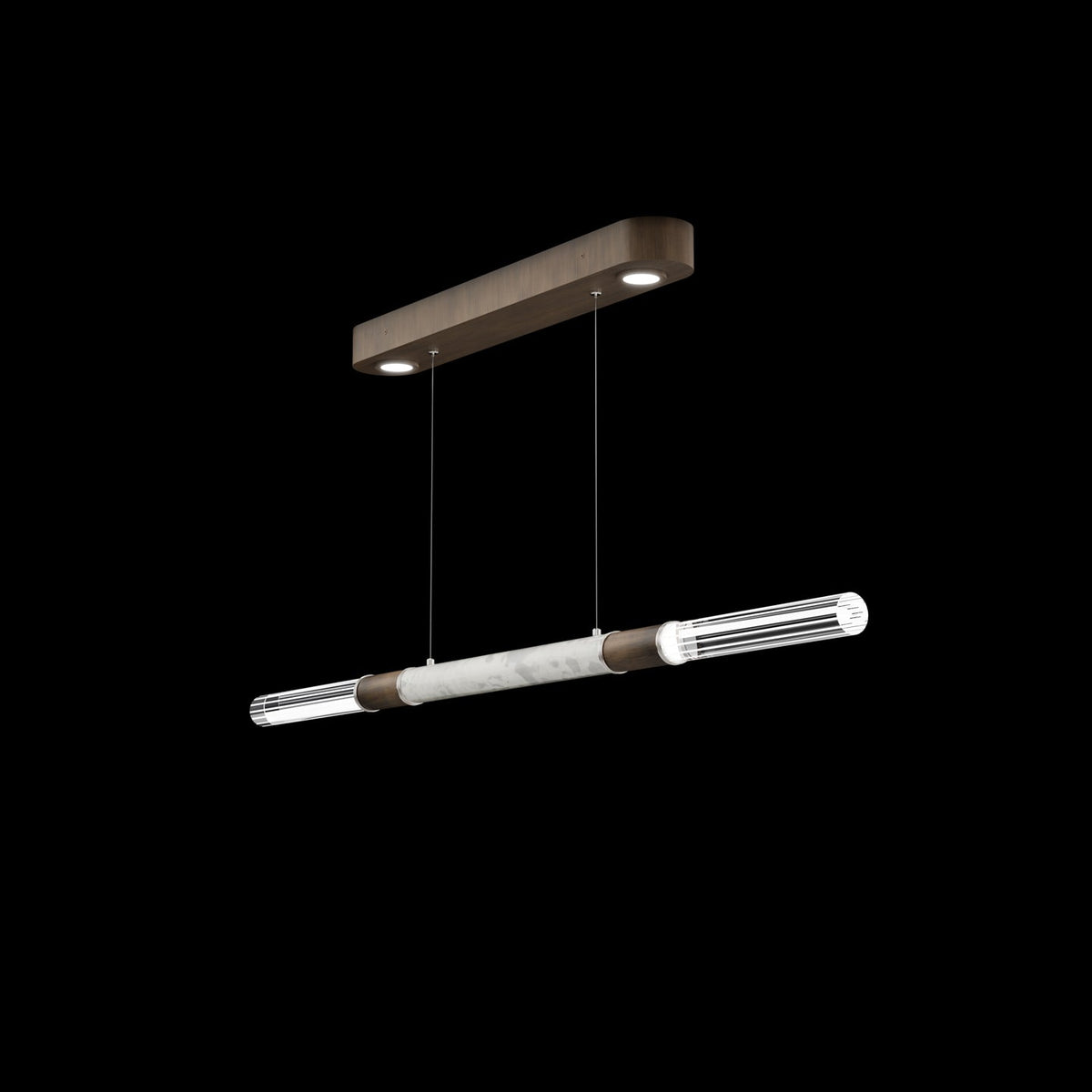 62-Inch Linear Tubular LED Pendant Light / Silver Leaf / Nickel / Smoke