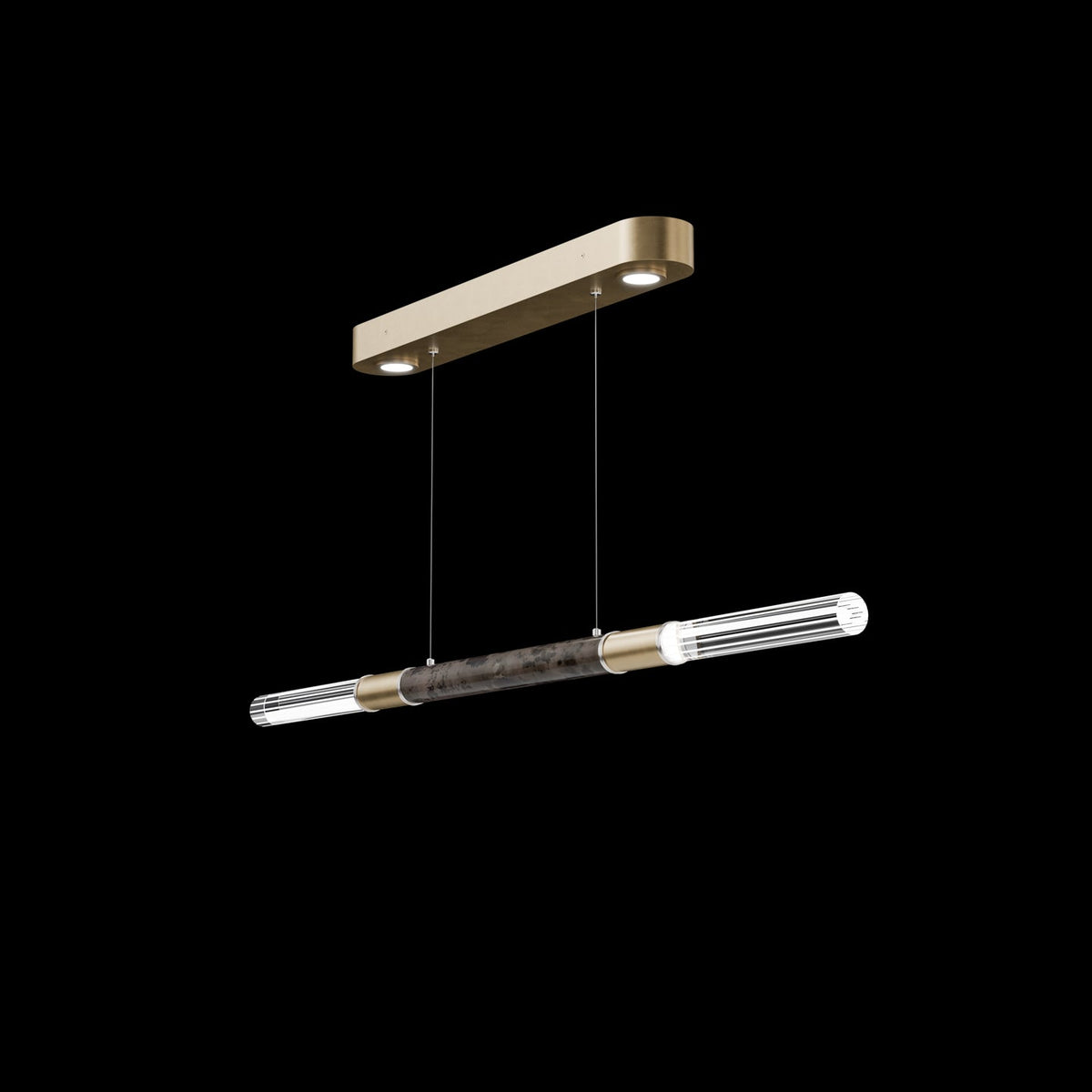 62-Inch Linear Tubular LED Pendant Light / Ombre Bronze / Nickel / No Skin