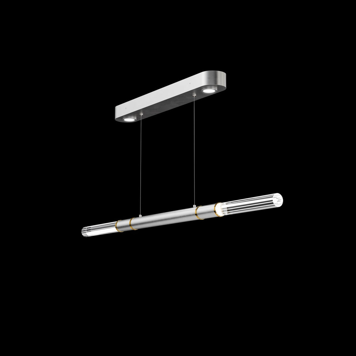 62-Inch Linear Tubular LED Pendant Light / Ombre Silver / Brass / Charcoal
