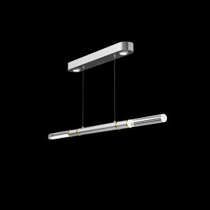 62-Inch Linear Tubular LED Pendant Light / Ombre Silver / Brass / Charcoal