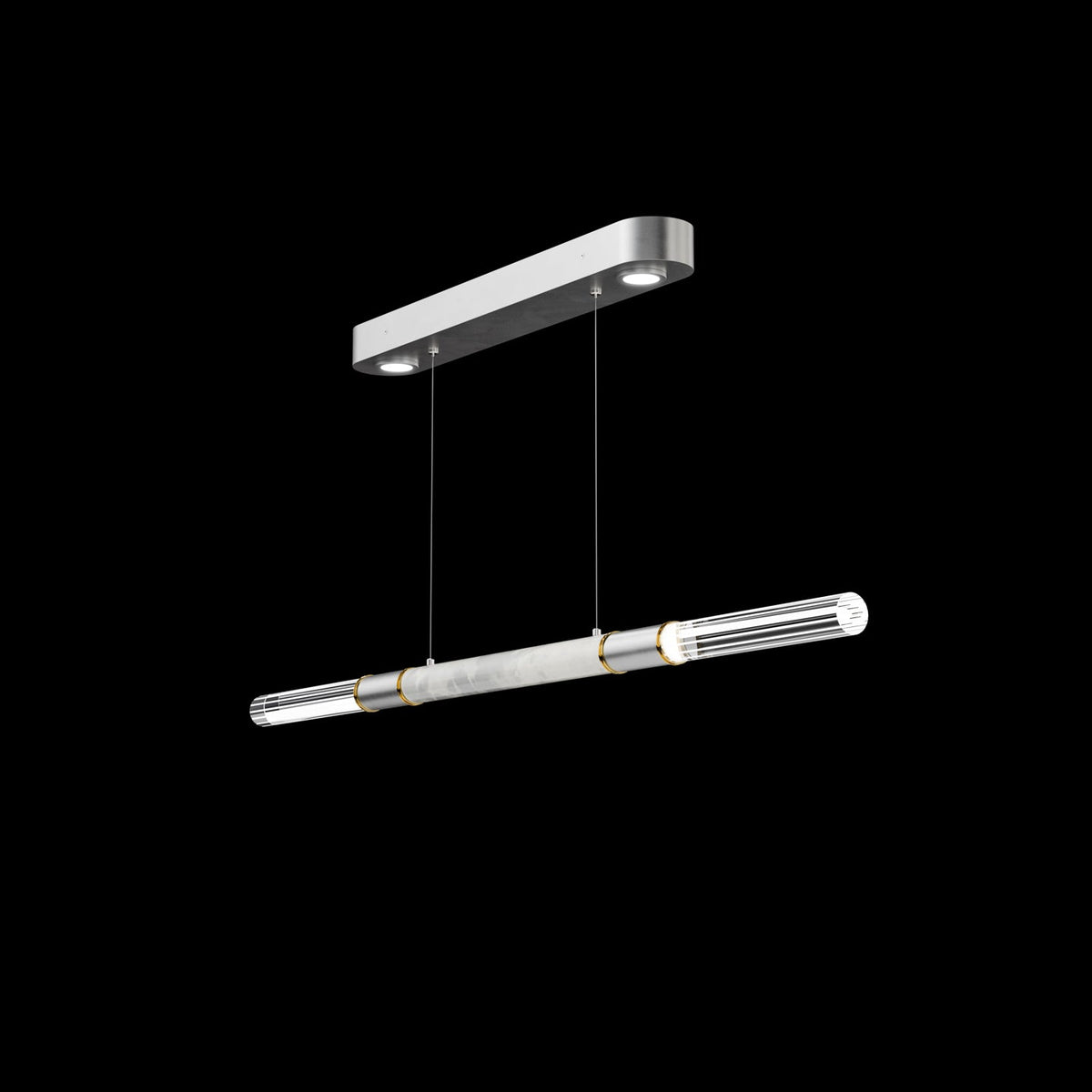 62-Inch Linear Tubular LED Pendant Light / Ombre Silver / Nickel / Smoke