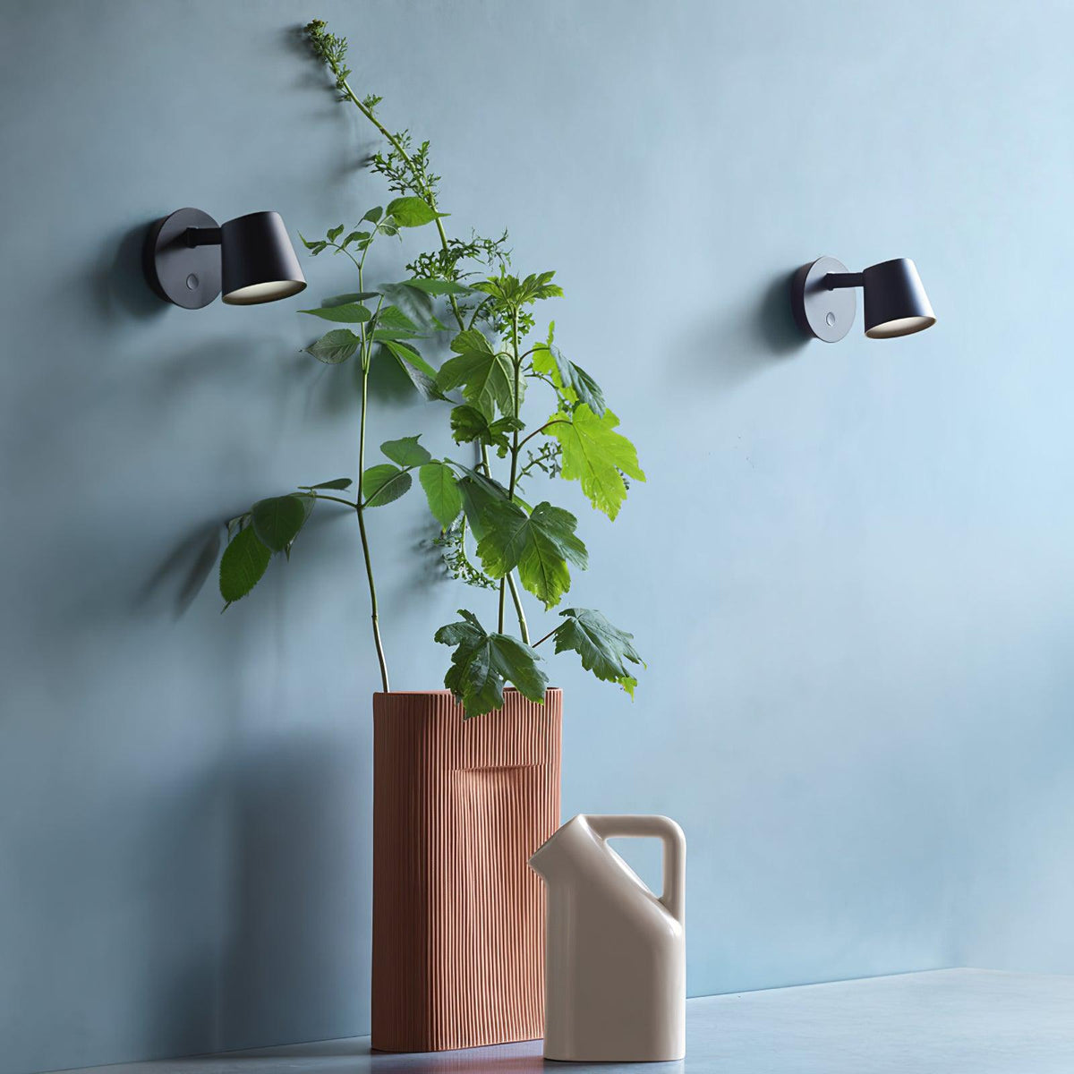 Adjustable Arm Integrated LED Wall Light / Set of 2 / Black / Cool Light