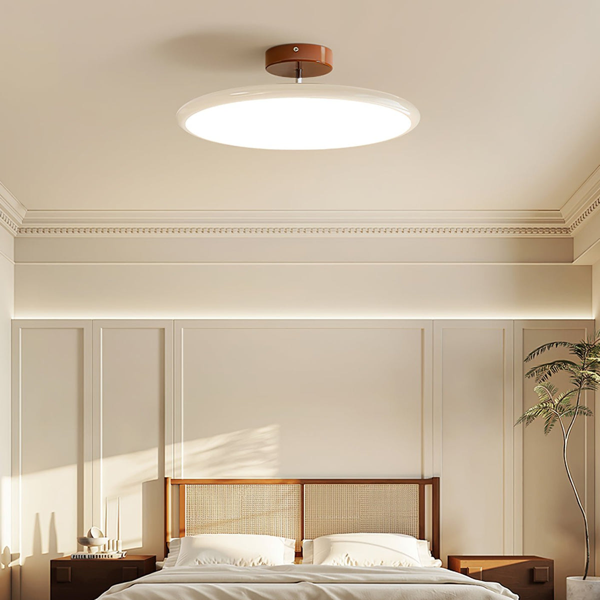 Adjustable Circular LED Ceiling Light / ∅ 11.8″ x H 3.5″ / Green / Warm Light