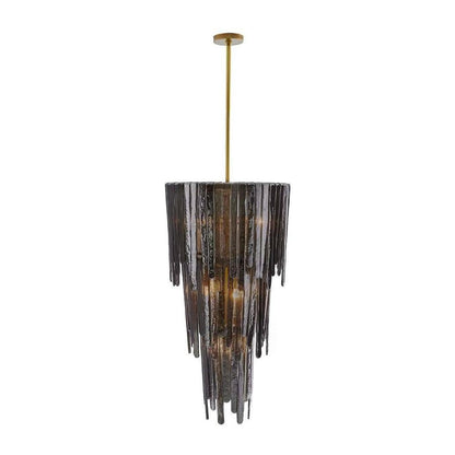 Blue Smoke Glass Waterfall Chandelier