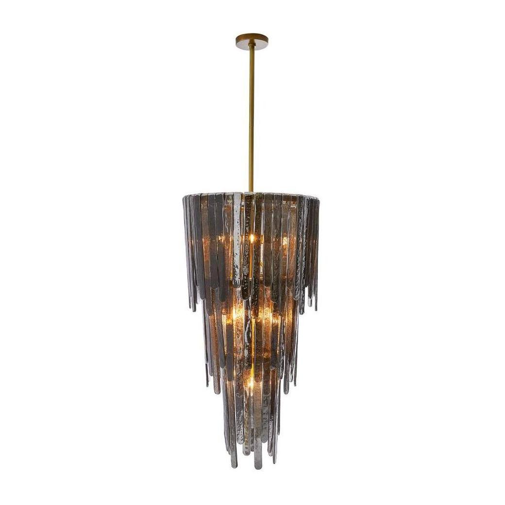 Blue Smoke Glass Waterfall Chandelier