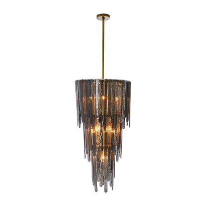 Blue Smoke Glass Waterfall Chandelier