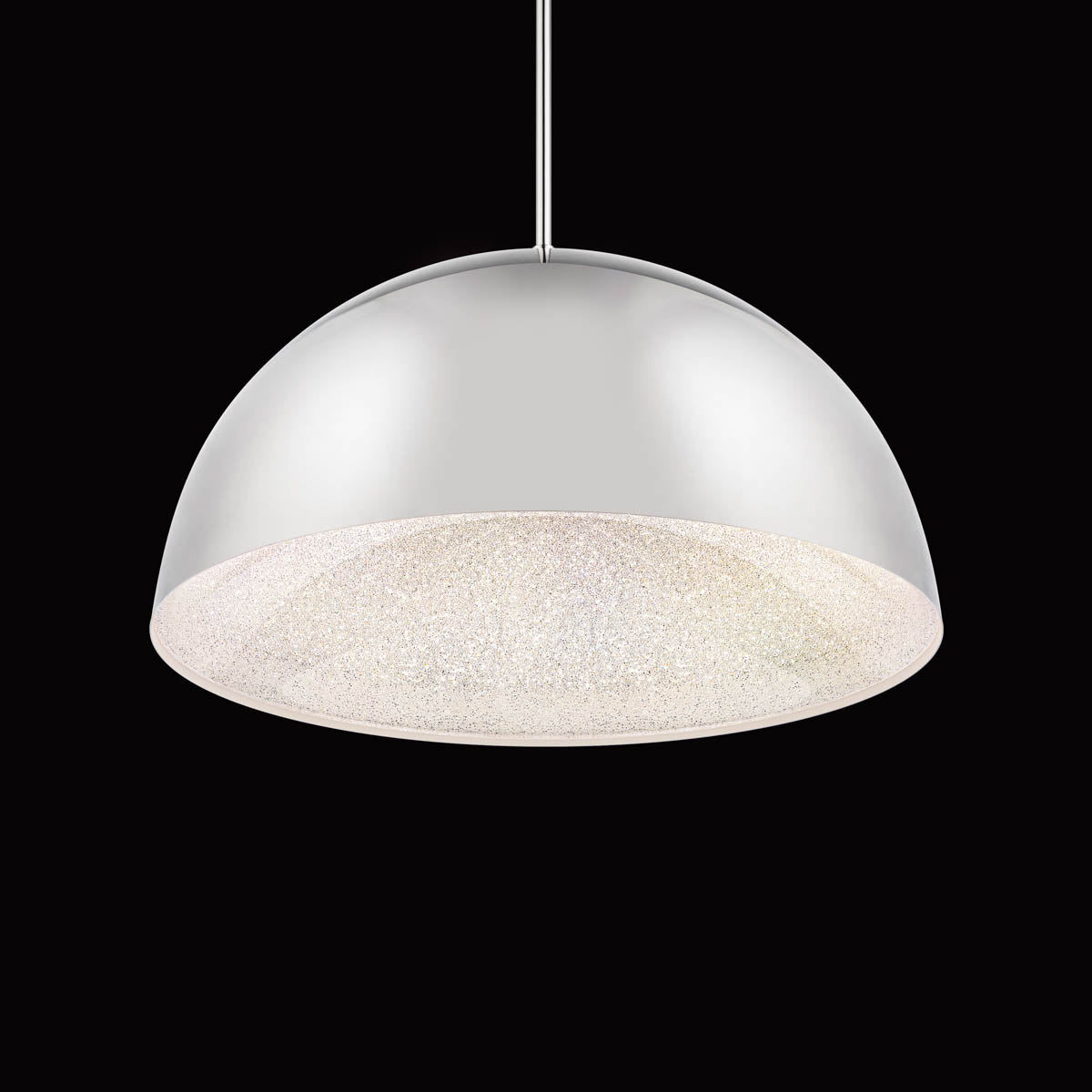 Crystal Dome Pendant Light / Polished Nickel