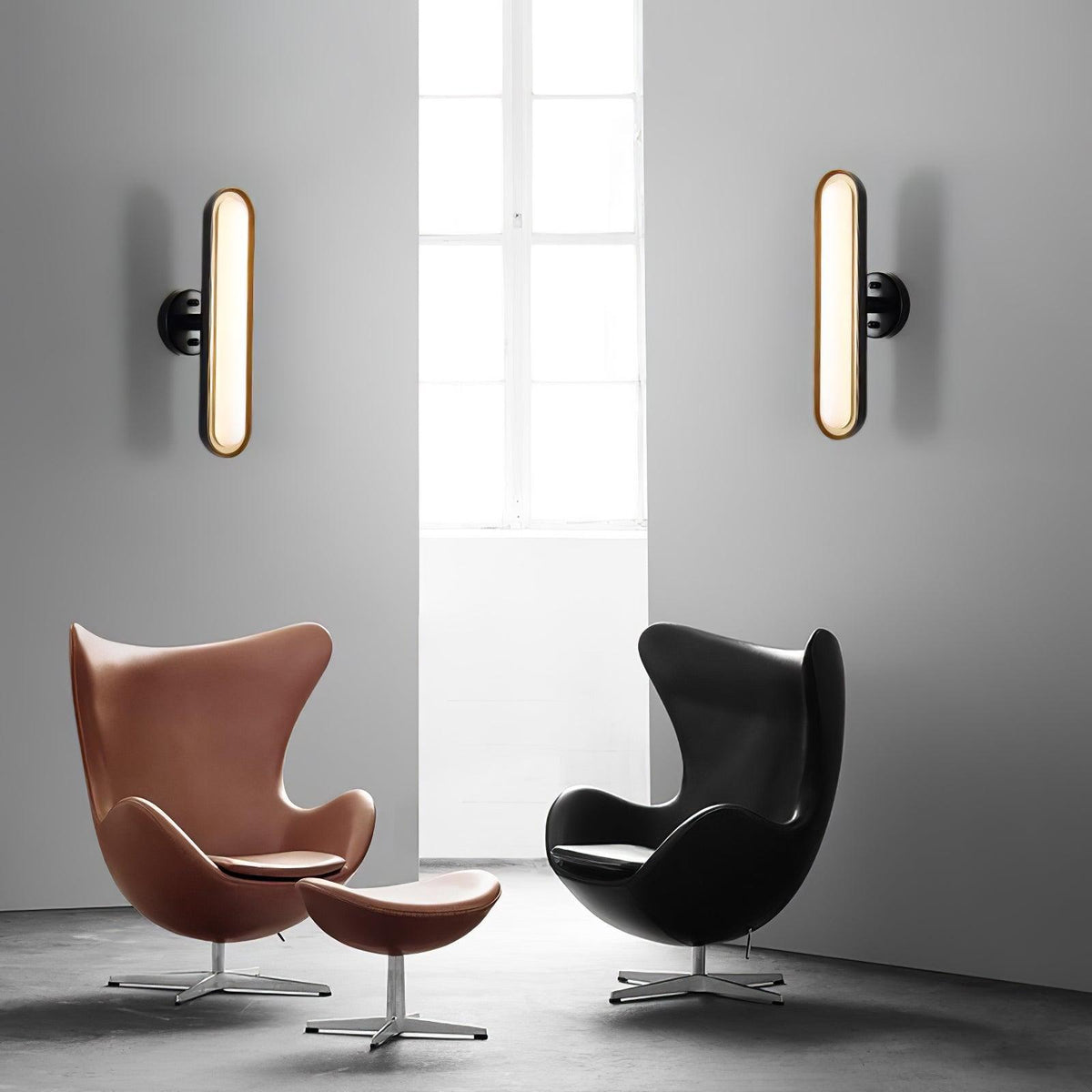 Frosted Capsule Integrated LED Wall Light / ∅ 5.1″ x H 18.1″ / Dia 13cm x H 46cm / Black & Frosted white / Cool White