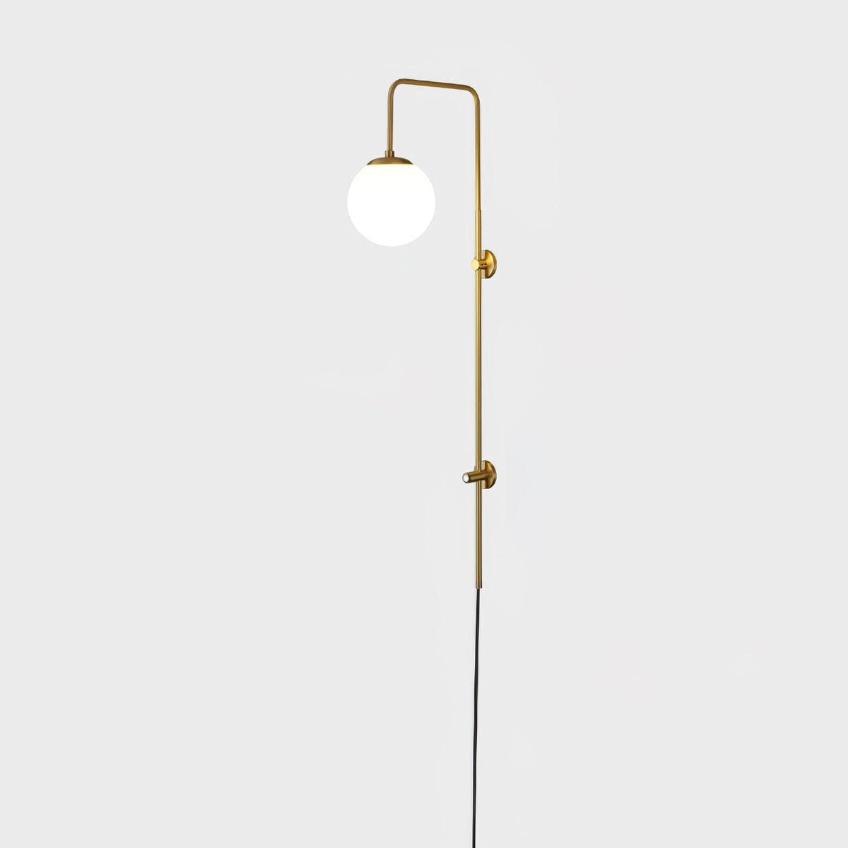Long Brass Globe Plug-In Wall Light / ∅ 5.9″ x H 47.2″ Set of 2 / Gold & White / US Plug