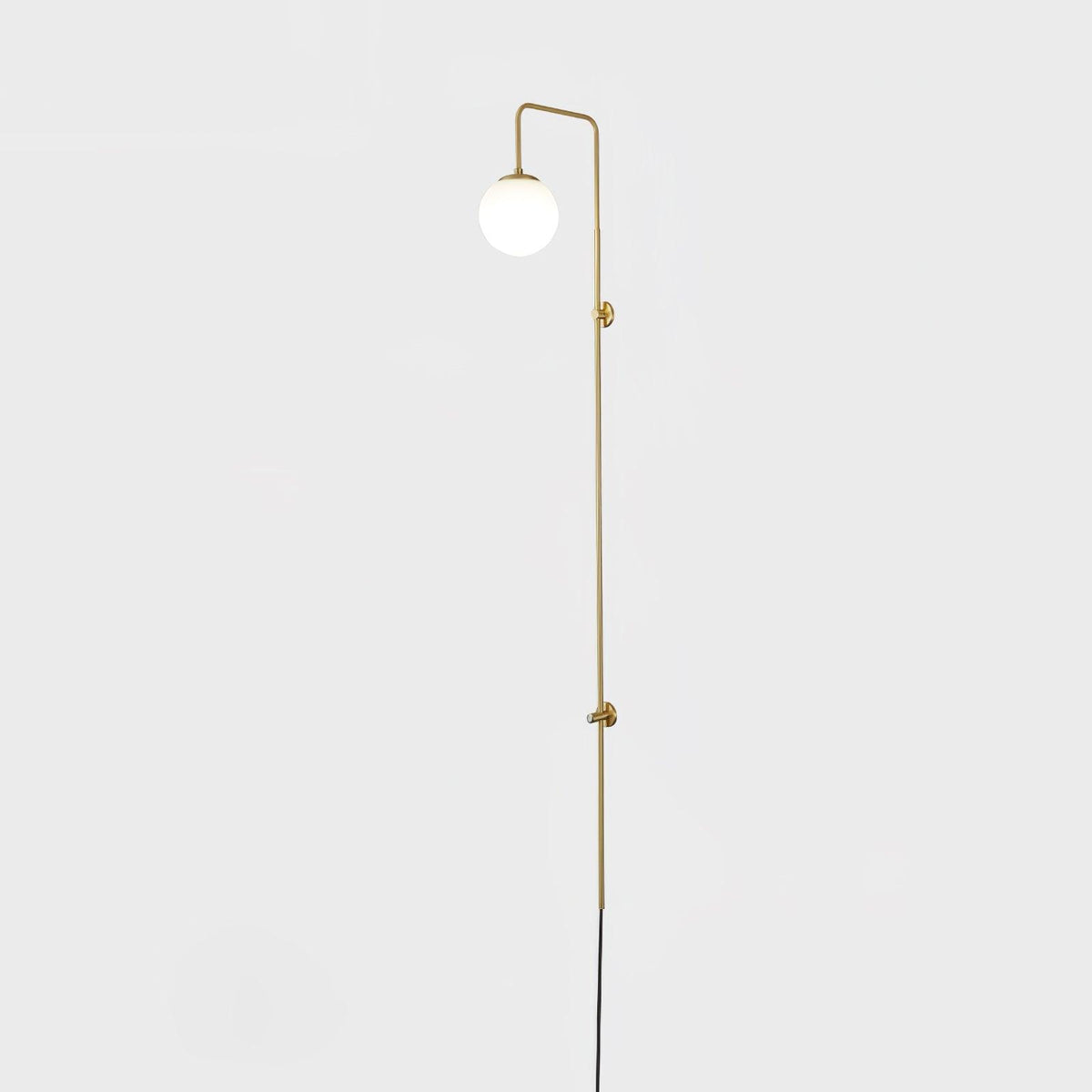 Long Brass Globe Plug-In Wall Light / ∅ 5.9″ x H 47.2″ Set of 2 / Gold & White / EU Plug