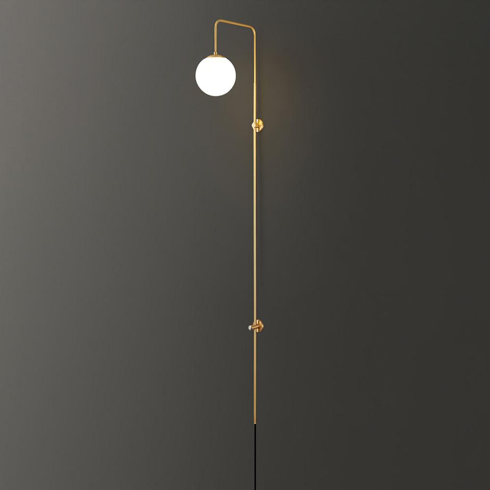 Long Brass Globe Plug-In Wall Light / ∅ 5.9″ x H 35.4″ Set of 2 / Gold & White / AU Plug