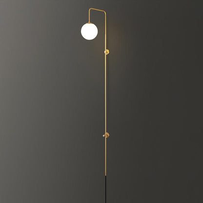Long Brass Globe Plug-In Wall Light / ∅ 5.9″ x H 35.4″ Set of 2 / Gold & White / AU Plug