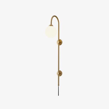 Long Brass Globe Plug-In Wall Light / ∅ 5.9″ x H 63.9″ Set of 2 / Gold & White / US Plug