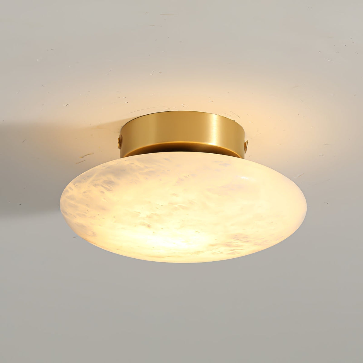 Oval Alabaster Brass LED Ceiling Light
