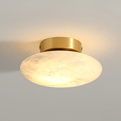Oval Alabaster Brass LED Ceiling Light