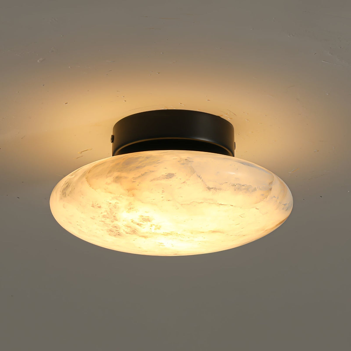 Oval Alabaster Brass LED Ceiling Light