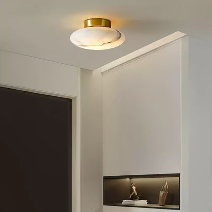 Oval Alabaster Brass LED Ceiling Light