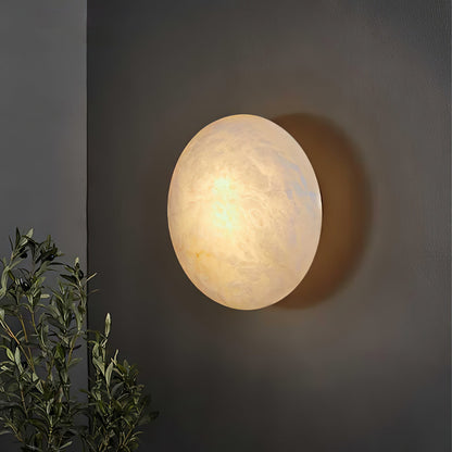 Oval Alabaster Brass LED Ceiling Light