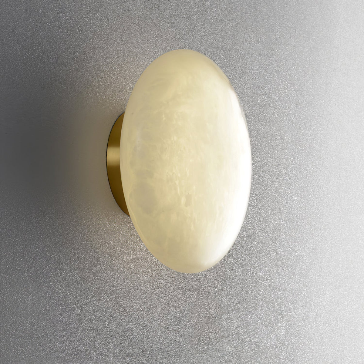 Oval Alabaster Brass LED Ceiling Light
