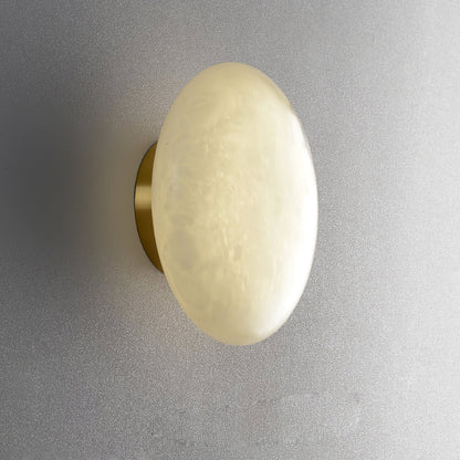 Oval Alabaster Brass LED Ceiling Light