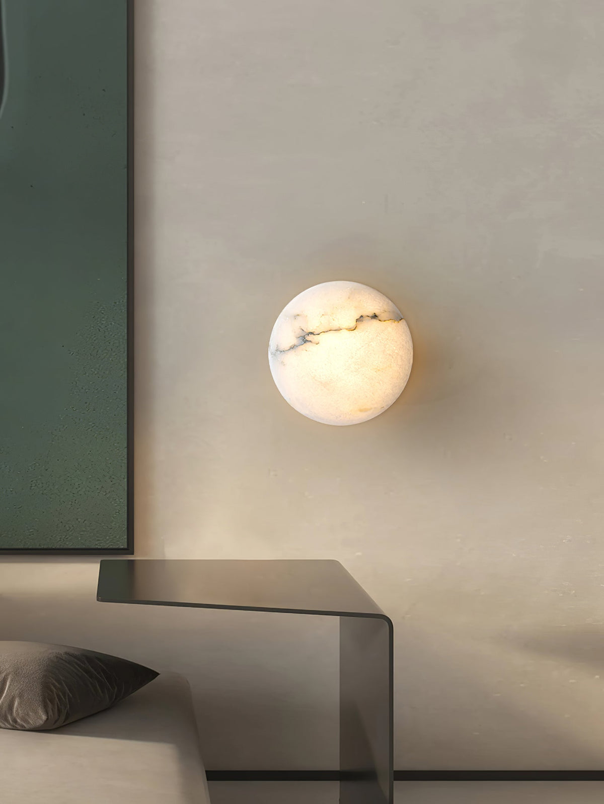 Oval Alabaster Brass LED Ceiling Light