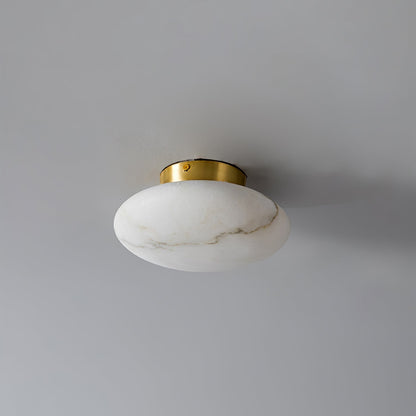 Oval Alabaster Brass LED Ceiling Light