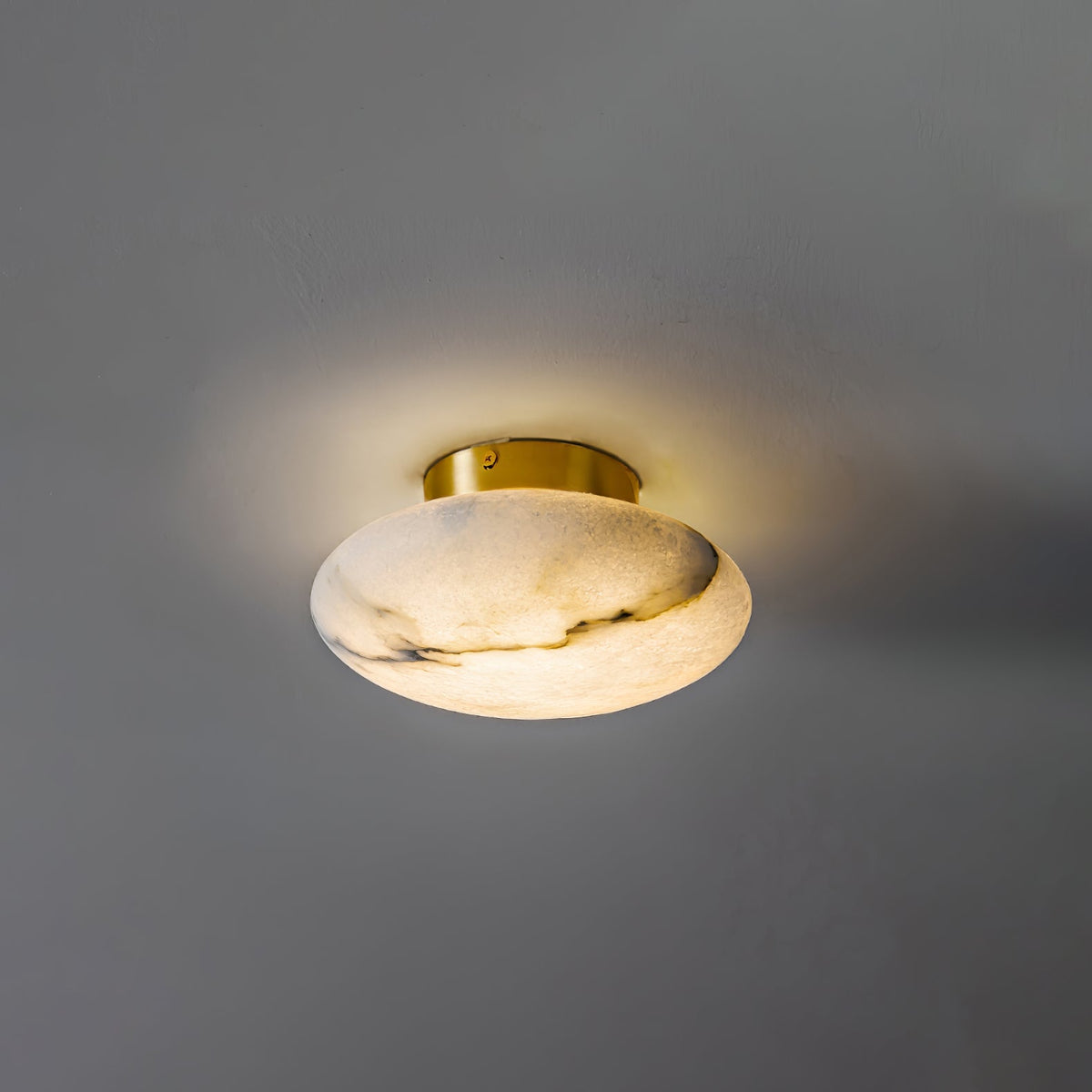 Oval Alabaster Brass LED Ceiling Light