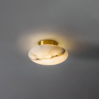 Oval Alabaster Brass LED Ceiling Light