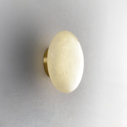 Oval Alabaster Brass LED Ceiling Light