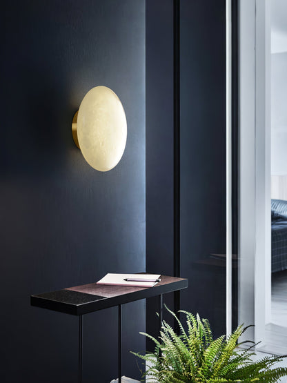 Oval Alabaster Brass LED Ceiling Light