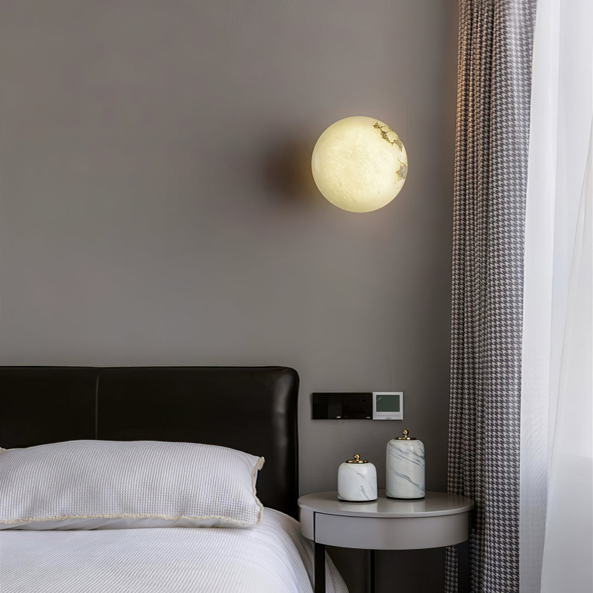 Oval Alabaster Brass LED Ceiling Light