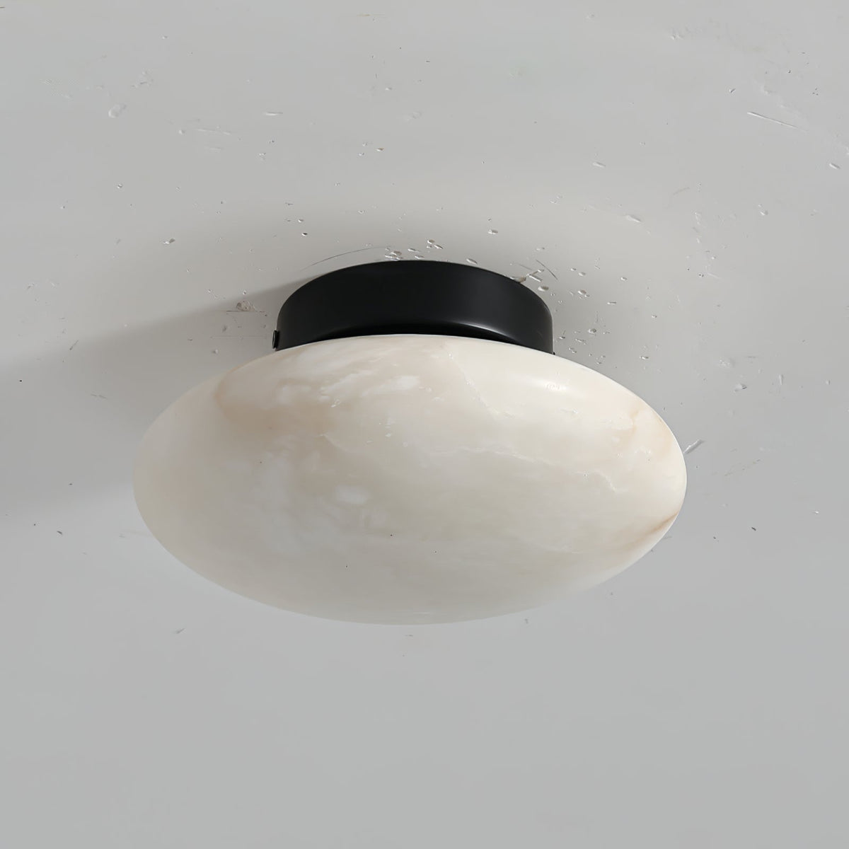 Oval Alabaster Brass LED Ceiling Light