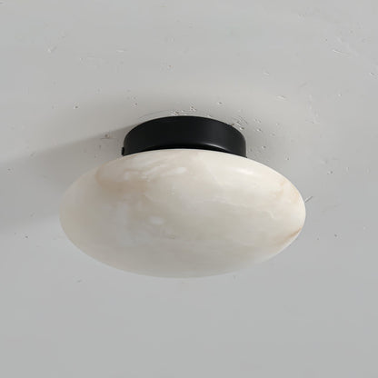 Oval Alabaster Brass LED Ceiling Light
