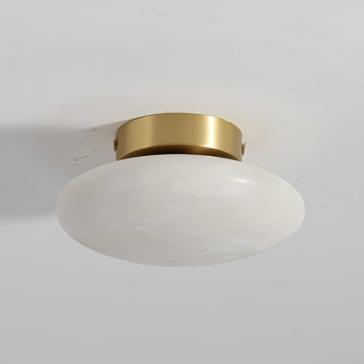 Oval Alabaster Brass LED Ceiling Light