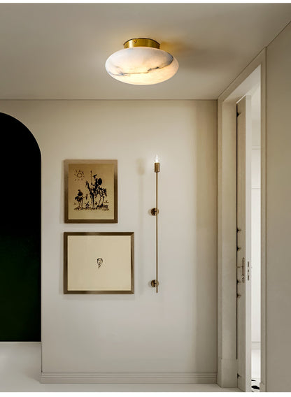 Oval Alabaster Brass LED Ceiling Light