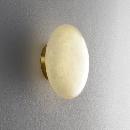 Oval Alabaster Brass LED Ceiling Light