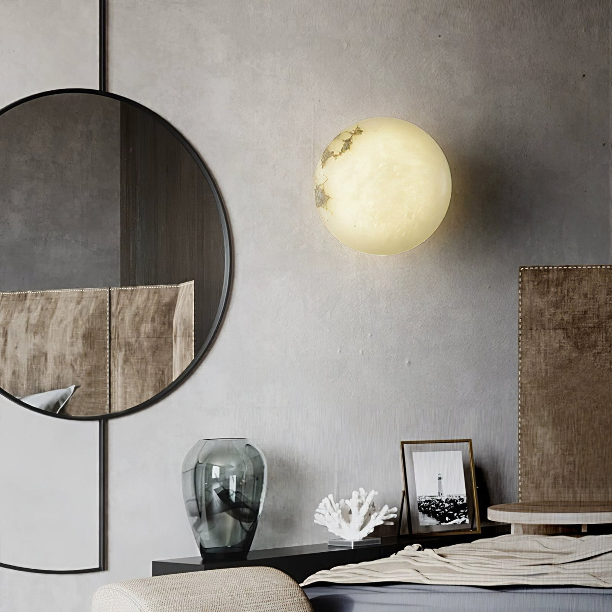 Oval Alabaster Brass LED Ceiling Light