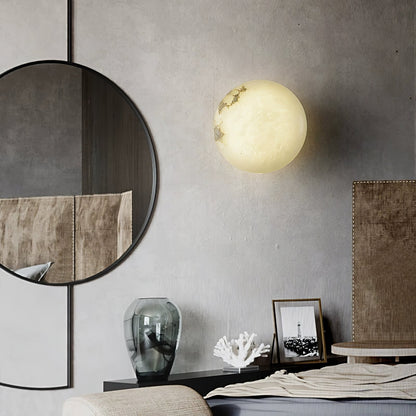 Oval Alabaster Brass LED Ceiling Light