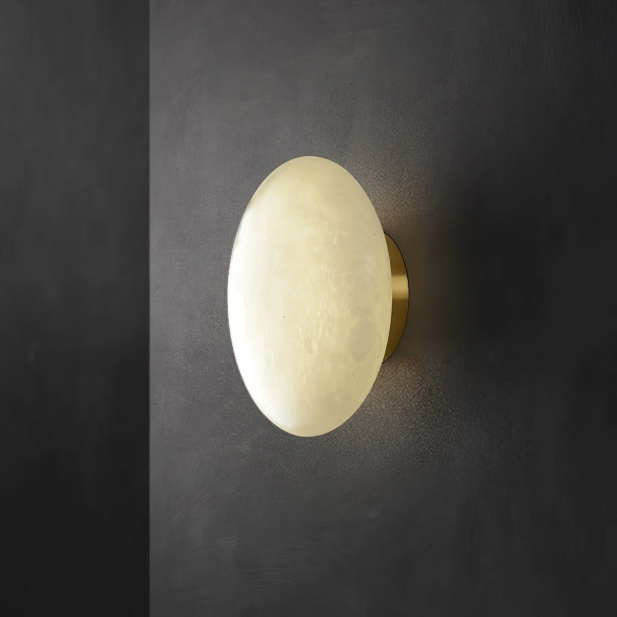 Oval Alabaster Brass LED Ceiling Light