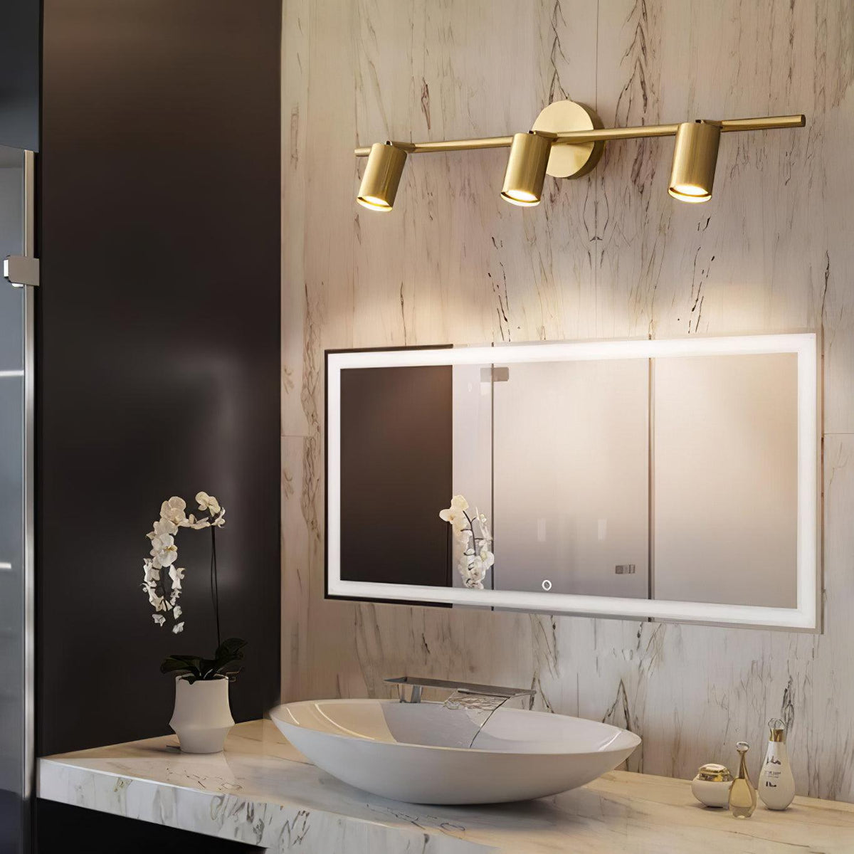 Rotatable 2-4 Light Brass Spotlight Wall Light / 4 lamps L 39.4″ x W 4.7″ x H 6.9″ / L 100 cm x W 12cm  x H 17.5cm / Black brushed gold