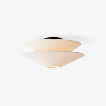 Tiered White Linen Flush Ceiling Light / ∅ 19.7″ x H 7.9″ / Dia 50cm x H 20cm / White